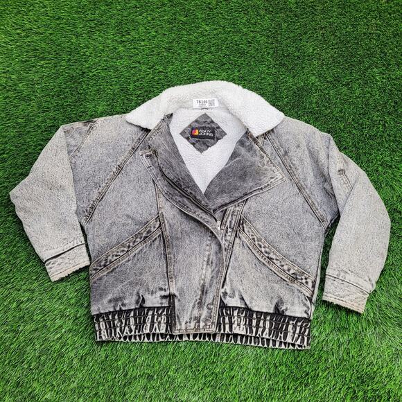 Andy Johns Jackets & Blazers - Vintage 80s Biker Denim Jacket Womens M/L 23x25 Sherpa-Lined